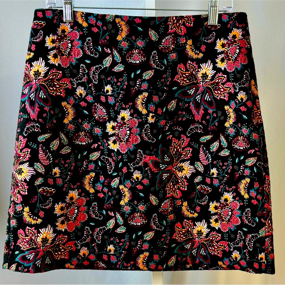 LOFT Jacquard Floral Print Side Zip Fully Lined Skirt‎ size 8T
